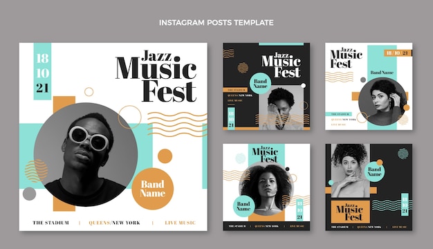 Płaska Konstrukcja Minimalistycznego Festiwalu Muzycznego Post Na Instagramie