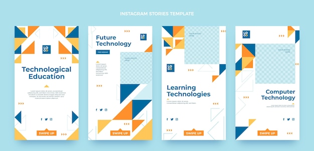 Plik wektorowy płaska konstrukcja minimalna technologia historie na instagramie