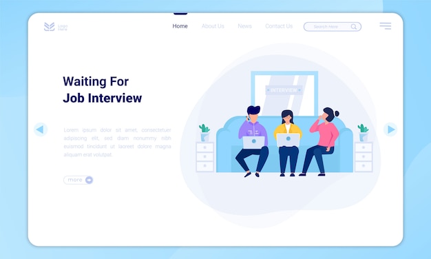 Płaska Konstrukcja Oczekuje Na Rozmowę O Pracę Z Szablonem Strony Docelowej