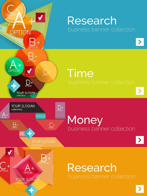 Płaska Konstrukcja Papieru Infografika Zestaw Bannerów