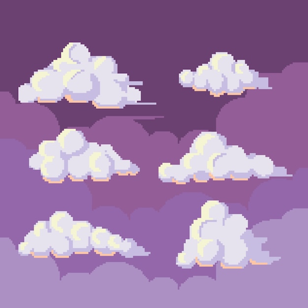 Plik wektorowy płaska konstrukcja pikseli sztuki chmura ilustracji