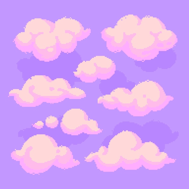 Plik wektorowy płaska konstrukcja pikseli sztuki chmura ilustracji