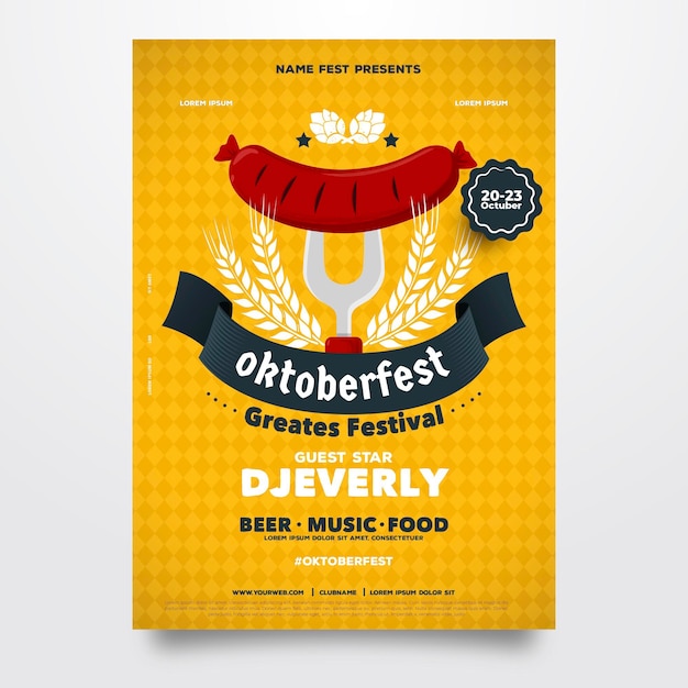 Płaska Konstrukcja Plakatu Oktoberfest