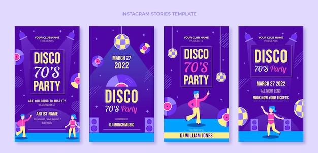 Płaska Konstrukcja Retro Disco Party Instagram Historie