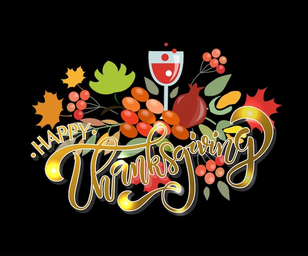 Plik wektorowy płaska konstrukcja stylu happy thanksgiving day logotyp odznaka i ikona szablon happy thanksgiving day