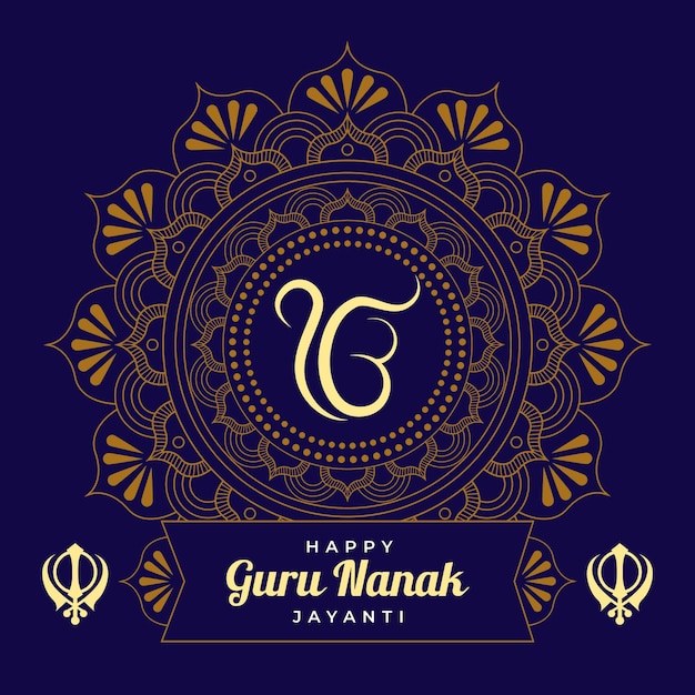 Płaska Konstrukcja Tła Guru Nanak Jayanti