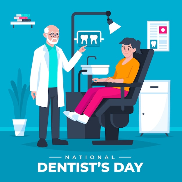 Płaska krajowa ilustracja dnia dentysty