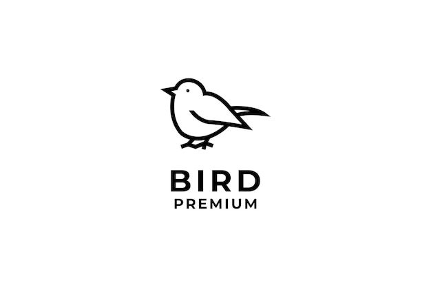 Płaska Linia Ptak Logo Projekt Wektor Szablon Ilustracja Pomysł