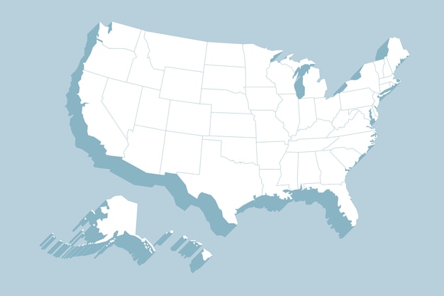 Płaska Mapa Konturowa Usa