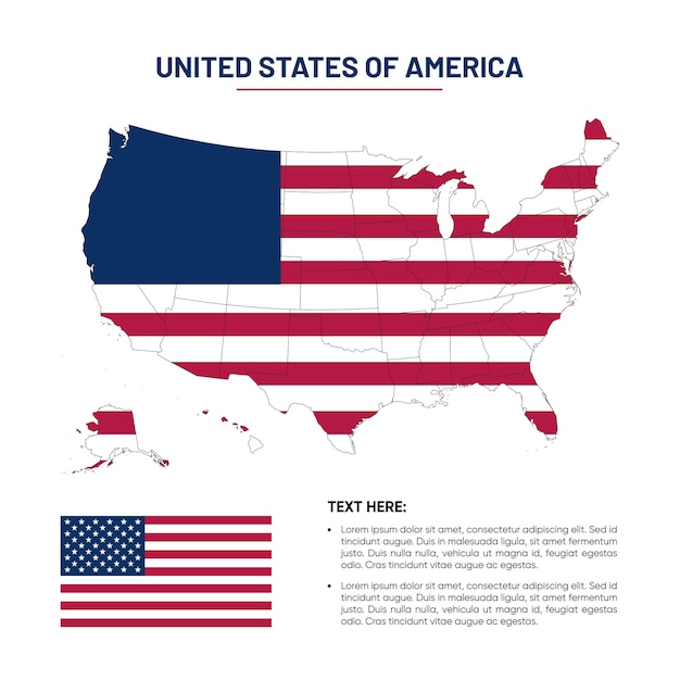Płaska mapa stanów usa