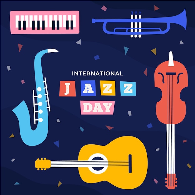 Płaska Międzynarodowa Ilustracja Dzień Jazzu
