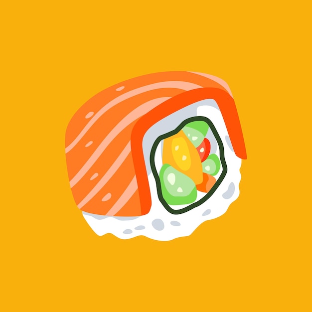 Płaska Minimalistyczna Ilustracja Sushi