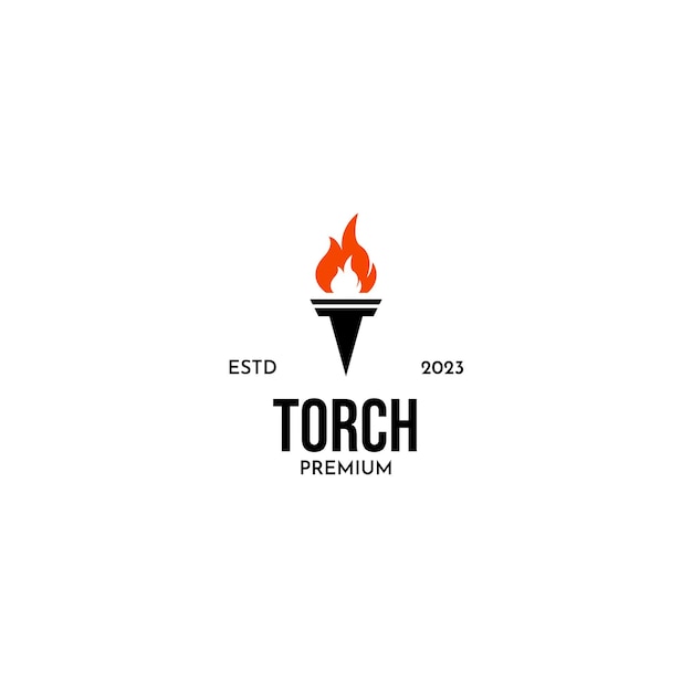 Płaska pochodnia logo ogień projekt wektor ilustracja
