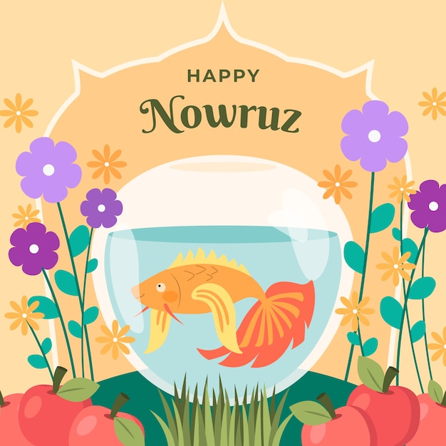 Płaska szczęśliwa nowruz ilustracja