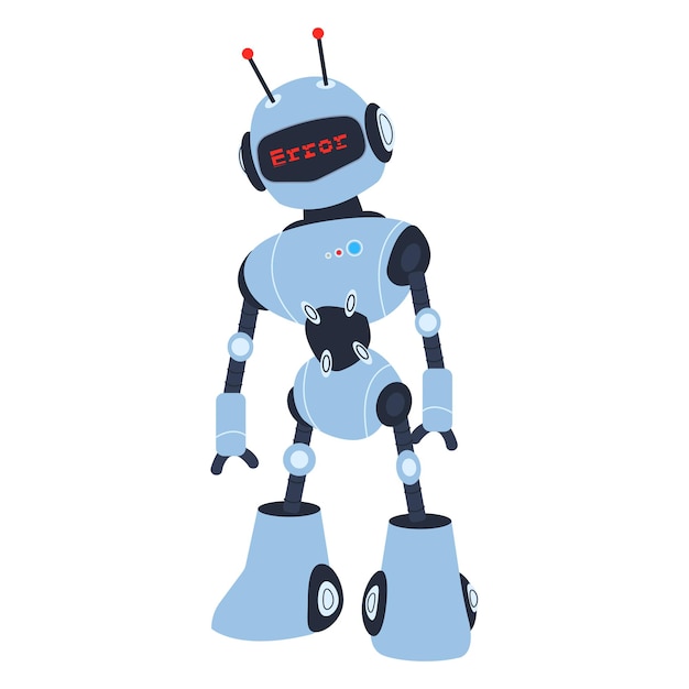 Płaska wektorowa ilustracja robotów na białym tle Robotics Broken robot Error