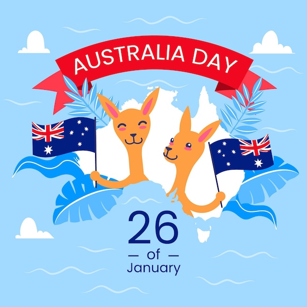 Płaski dzień australii z australijską mapą