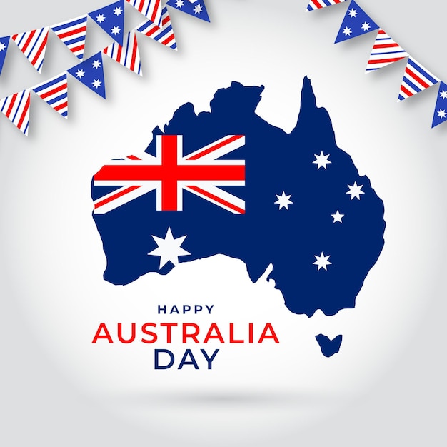 Płaski dzień australii z australijską mapą