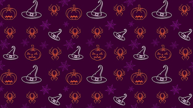 Płaski ilustracyjny wzór halloween dla nowego szablonu