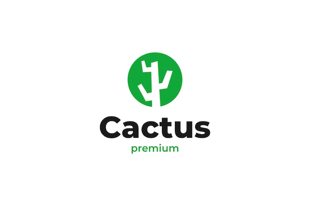 Płaski Kaktus Logo Projekt Wektor Ilustracja Pomysł