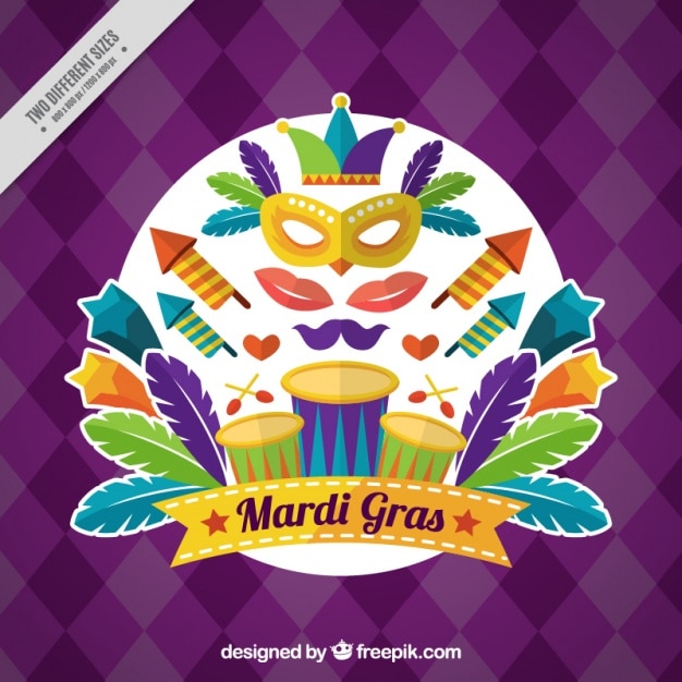 Płaski Mardi Gras Tle