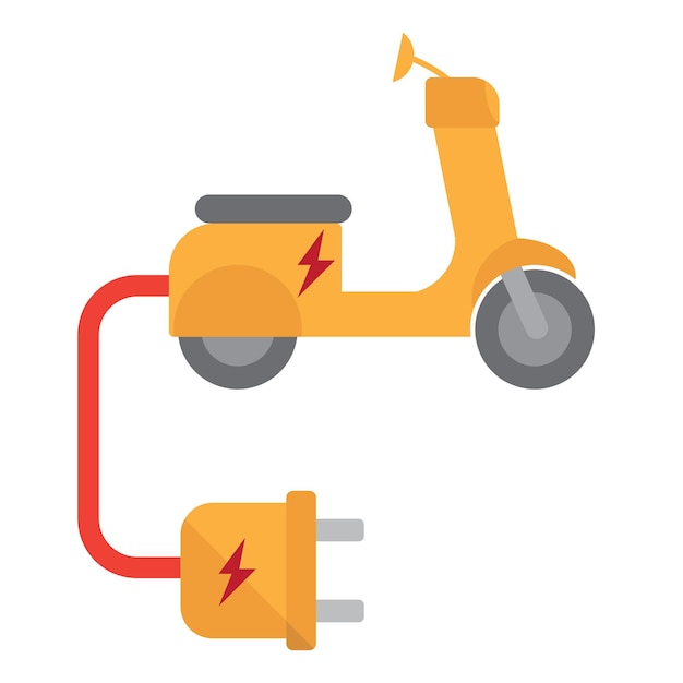 płaski motocykl elektryczny ilustracja na białym tle lodówka clipart