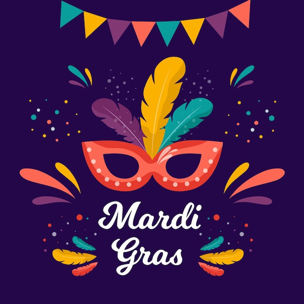 Płaski Napis Mardi Gras