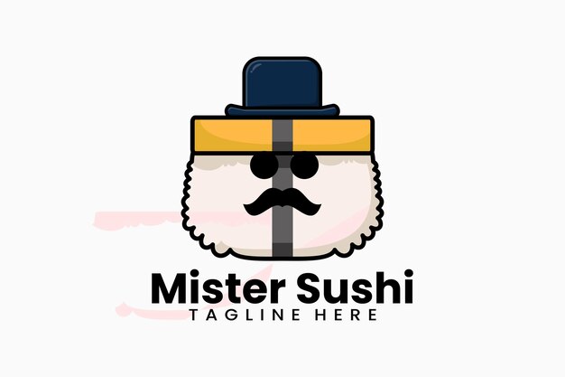 Płaski Nowoczesny Szablon Pan Sushi Wektor Logo
