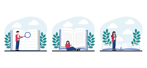 Płaski Pakiet Światowy Dzień Książki Ilustracja Projektu