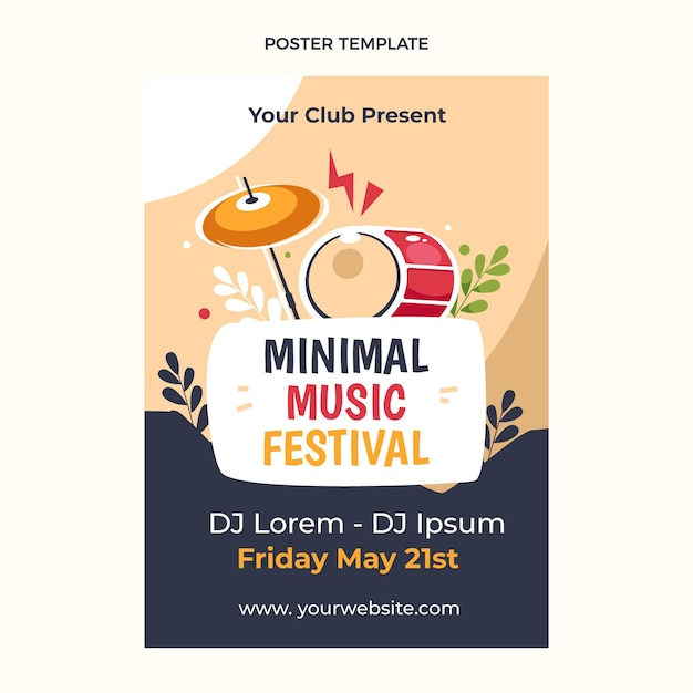 Płaski plakat festiwalu muzyki minimalnej