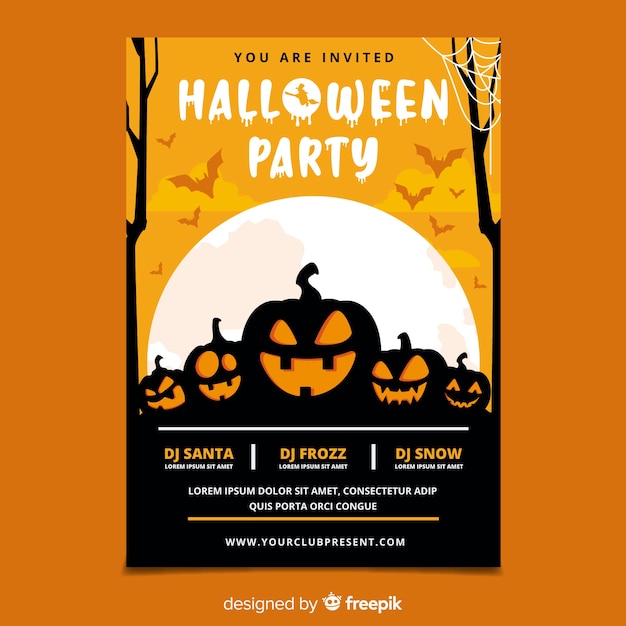 Płaski Projekt Halloween Party Plakat Szablon