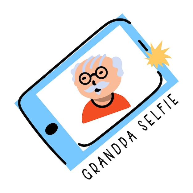 Płaski Projekt Ikony Selfie Dziadka
