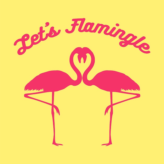 Płaski Projekt Ilustracji Wektorowych Flamingo Na Białym Tle Na żółtym Tle