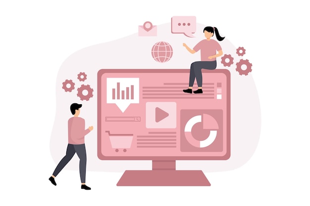 Płaski projekt marketingu cyfrowego