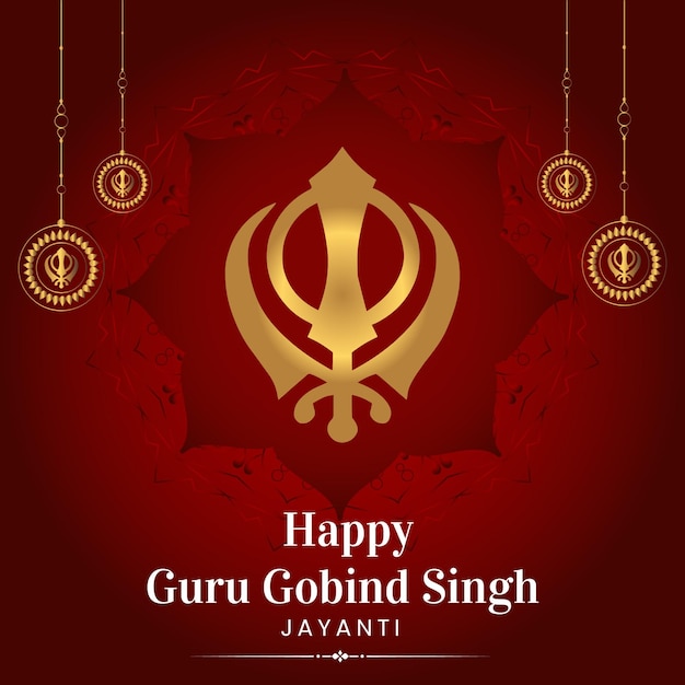 Płaski Projekt Szablonu Szczęśliwy Guru Gobind Singh Jayanti