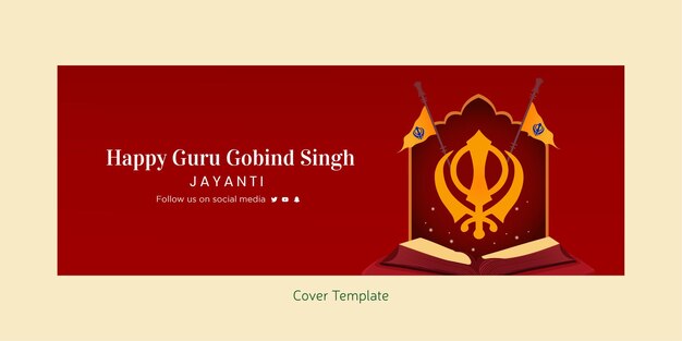 Płaski Projekt Szablonu Szczęśliwy Guru Gobind Singh Jayanti