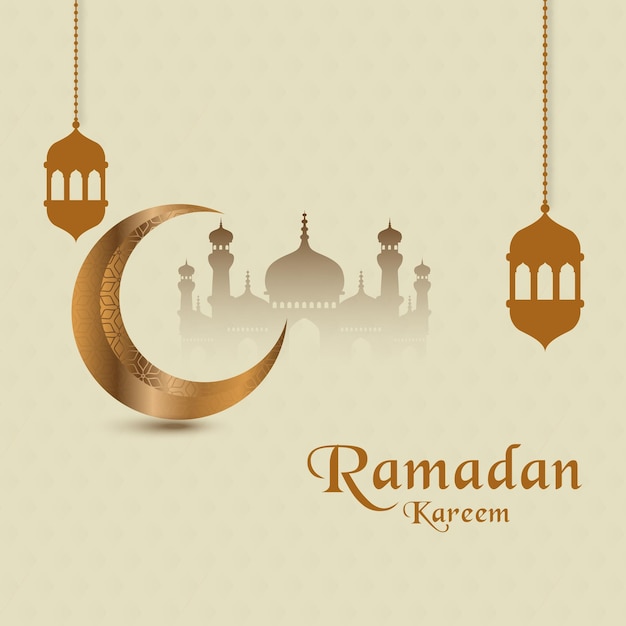 Płaski ramadan kareem islamski projekt karty z pozdrowieniami