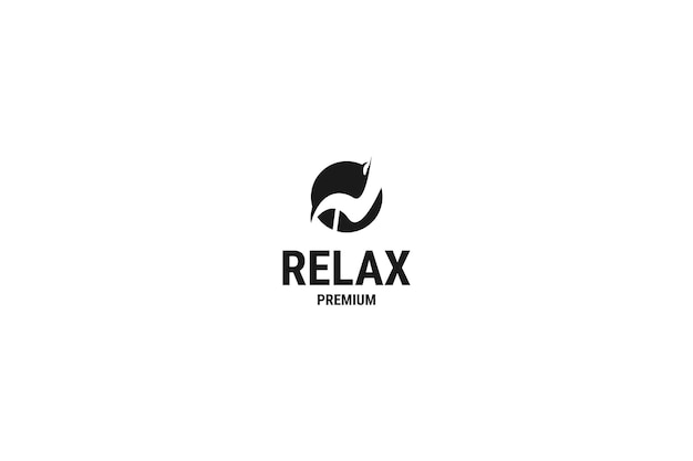 Płaski Relaks Sen Siedzenia Logo Projekt Wektor Ilustracja Pomysł