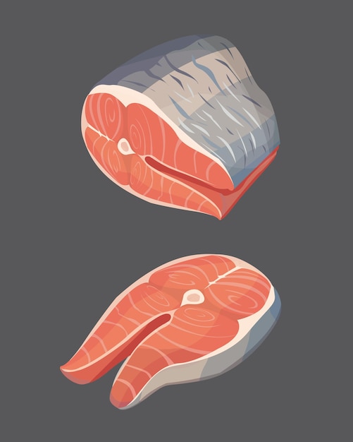 Płaski Stek Z łososia I Cytryny świeże Owoce Morza Organiczne Ilustracja Wektorowa