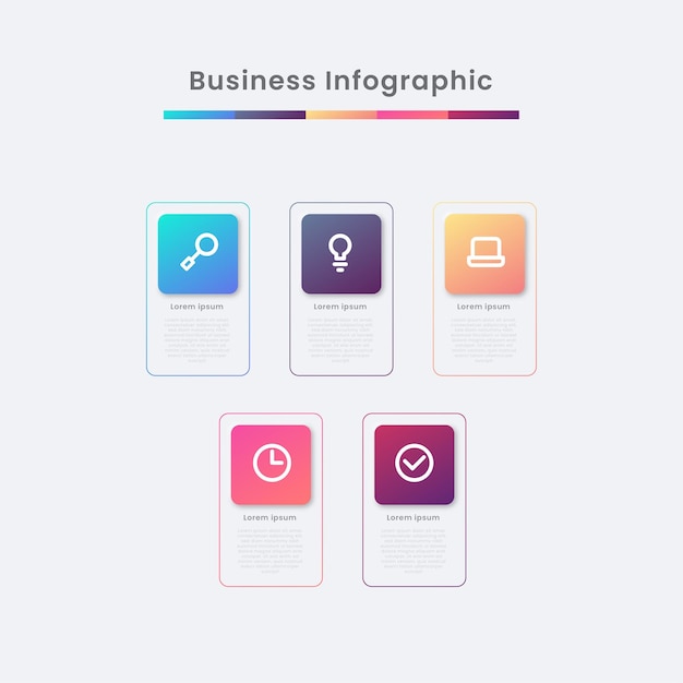 Płaski Stół Kroków Biznesowy Szablon Infografiki