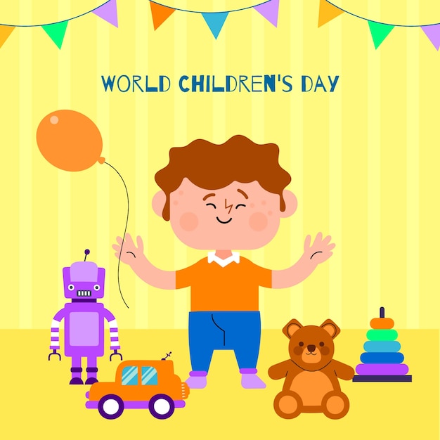 Plik wektorowy płaski światowy dzień dziecka ilustracja