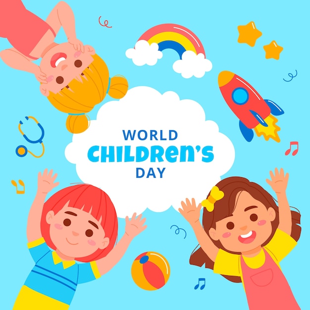 Plik wektorowy płaski światowy dzień dziecka ilustracja