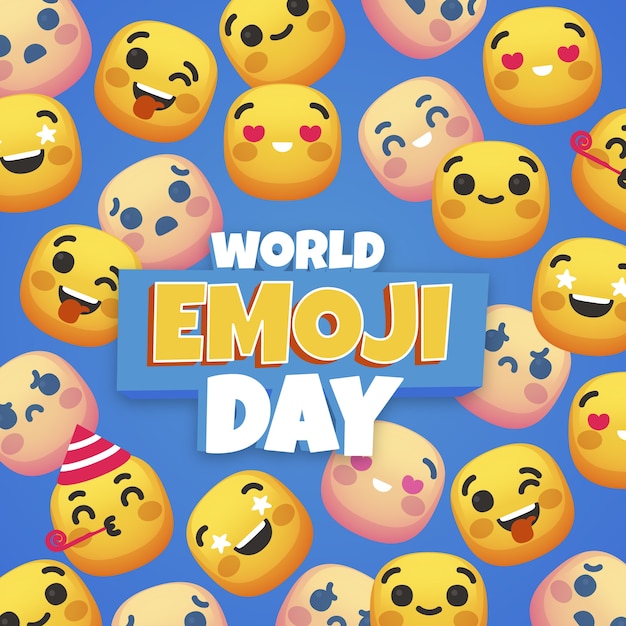 Plik wektorowy płaski światowy dzień emoji z emotikonami