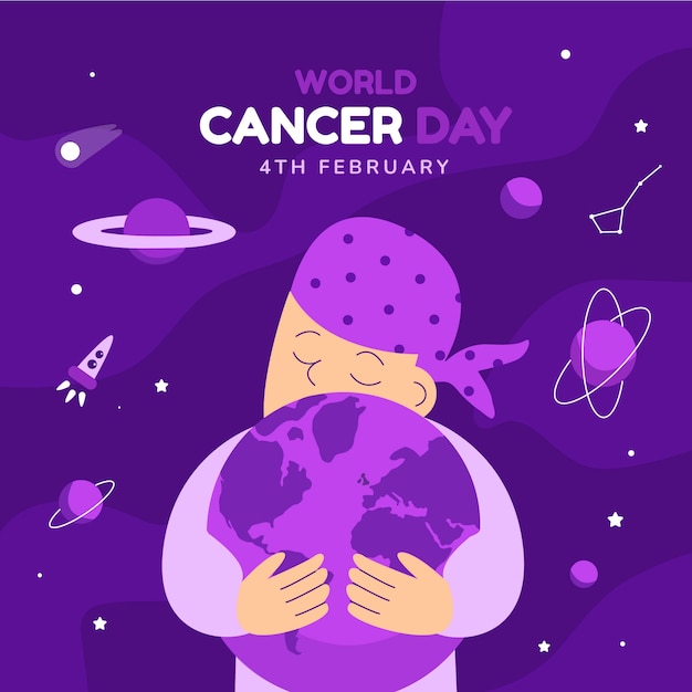 Plik wektorowy płaski światowy dzień raka ilustracja