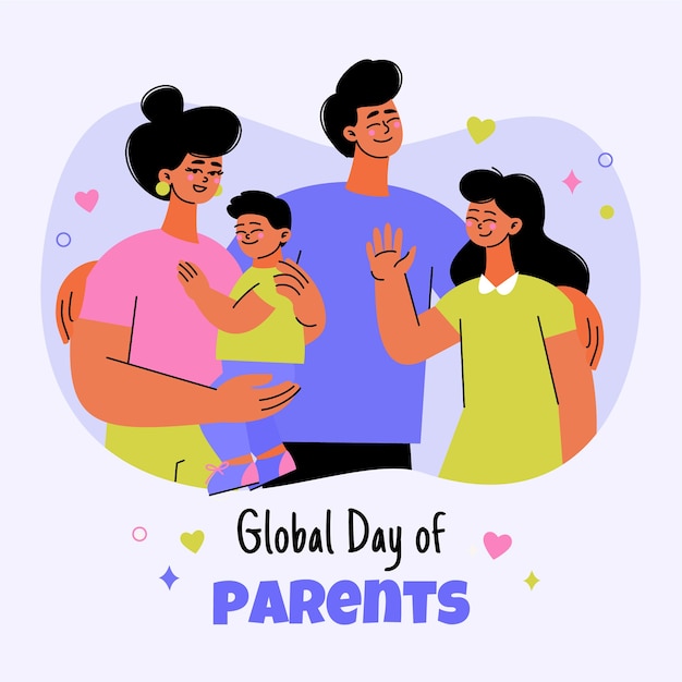 Płaski światowy dzień rodziców ilustracji