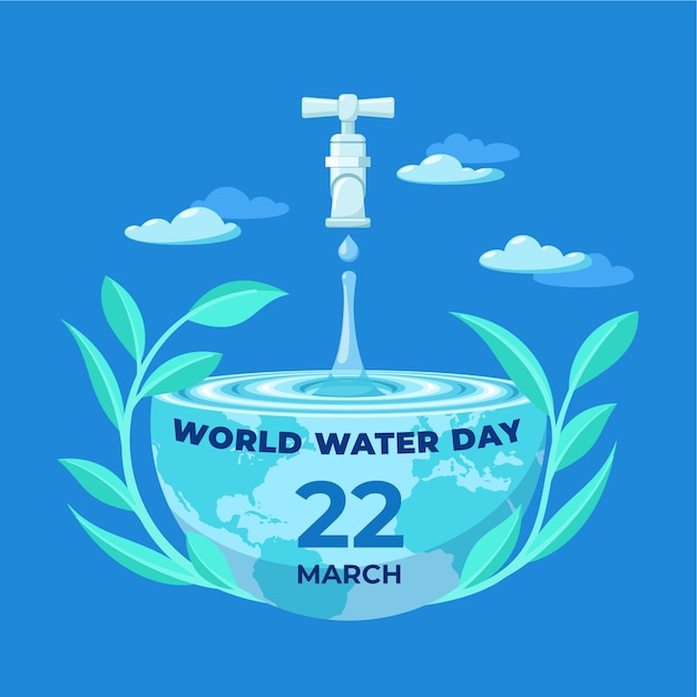 Plik wektorowy płaski światowy dzień wody ilustracja
