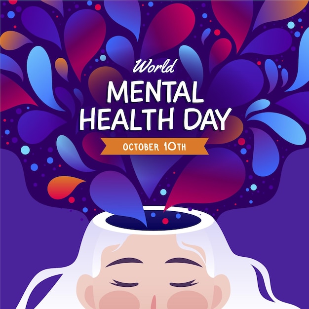 Plik wektorowy płaski światowy dzień zdrowia psychicznego