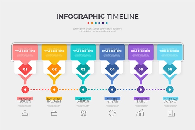 Płaski Szablon Infografiki Osi Czasu