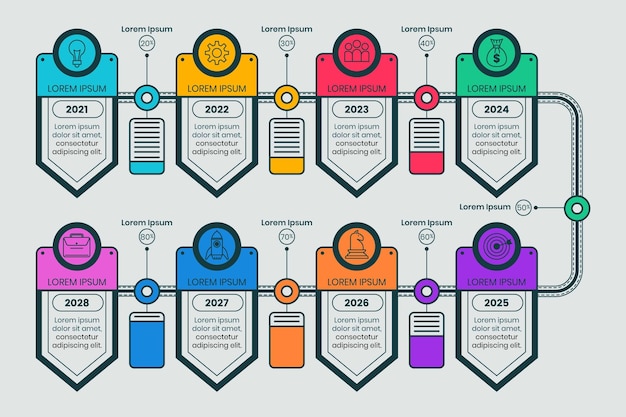 Płaski Szablon Infografiki Osi Czasu