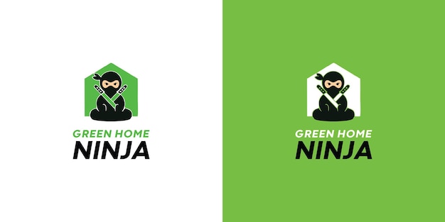 Płaski Szablon Logo Ninja Darmowych Wektorów