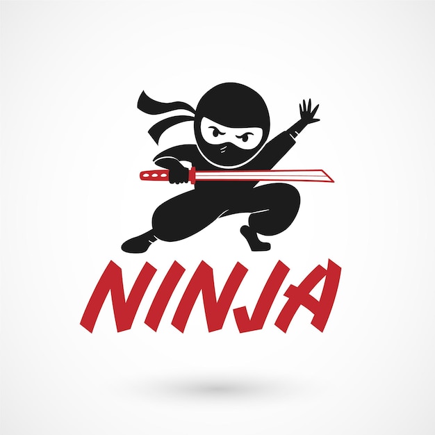 Płaski Szablon Logo Ninja